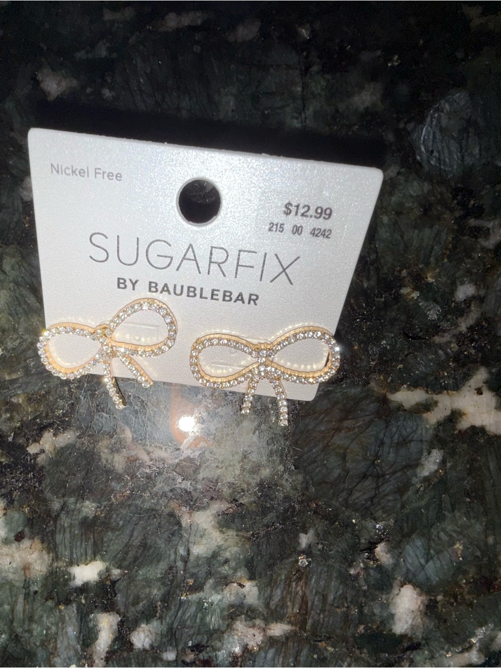 Sugarfix by BaubleBar Gold Bow Crystal Stud Earrings NEW